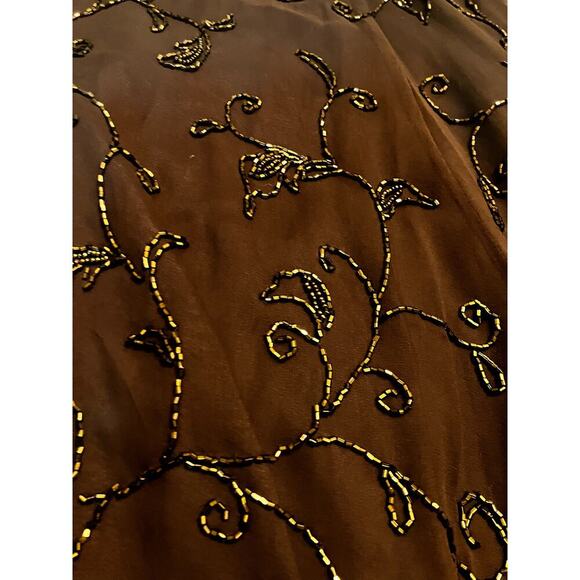 Vintage Creative Creations Dress 4 Brown Silk Crossback Long Sleeveless Formal - Picture 4 of 6